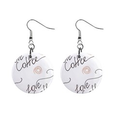 Seamless Pattern Coffee Text Mini Button Earrings by Maspions