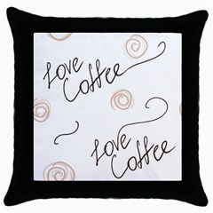 Seamless Pattern Coffee Text Throw Pillow Case (black)