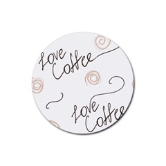 Seamless Pattern Coffee Text Rubber Coaster (round) by Maspions