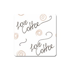 Seamless Pattern Coffee Text Square Magnet