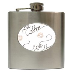 Seamless Pattern Coffee Text Hip Flask (6 Oz)