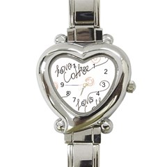 Seamless Pattern Coffee Text Heart Italian Charm Watch