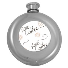 Seamless Pattern Coffee Text Round Hip Flask (5 Oz)