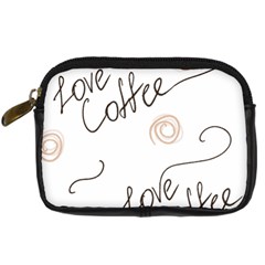 Seamless Pattern Coffee Text Digital Camera Leather Case