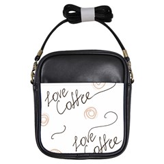 Seamless Pattern Coffee Text Girls Sling Bag