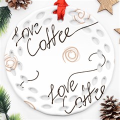 Seamless Pattern Coffee Text Ornament (round Filigree)