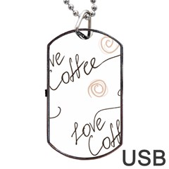 Seamless Pattern Coffee Text Dog Tag Usb Flash (two Sides)