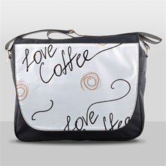 Seamless Pattern Coffee Text Messenger Bag