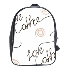 Seamless Pattern Coffee Text School Bag (xl)