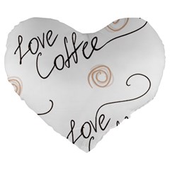 Seamless Pattern Coffee Text Large 19  Premium Heart Shape Cushions