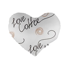 Seamless Pattern Coffee Text Standard 16  Premium Flano Heart Shape Cushions