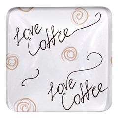 Seamless Pattern Coffee Text Square Glass Fridge Magnet (4 Pack)