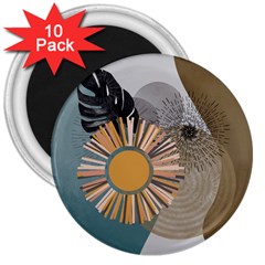 Boho Leaves Botanical Retro Vintage 3  Magnets (10 Pack) 