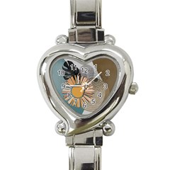 Boho Leaves Botanical Retro Vintage Heart Italian Charm Watch