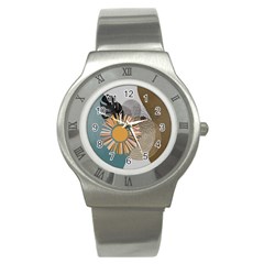 Boho Leaves Botanical Retro Vintage Stainless Steel Watch by Maspions