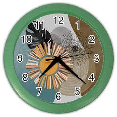 Boho Leaves Botanical Retro Vintage Color Wall Clock