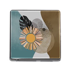 Boho Leaves Botanical Retro Vintage Memory Card Reader (square 5 Slot) by Maspions