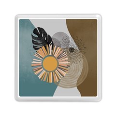 Boho Leaves Botanical Retro Vintage Memory Card Reader (square) by Maspions