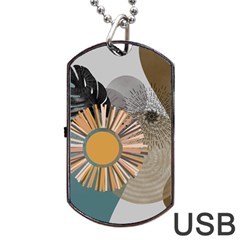 Boho Leaves Botanical Retro Vintage Dog Tag Usb Flash (one Side)