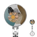 Boho Leaves Botanical Retro Vintage Stainless Steel Nurses Watch Front