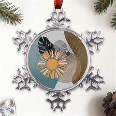 Boho Leaves Botanical Retro Vintage Metal Large Snowflake Ornament by Maspions