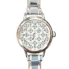 Background Pattern Retro Vintage Round Italian Charm Watch