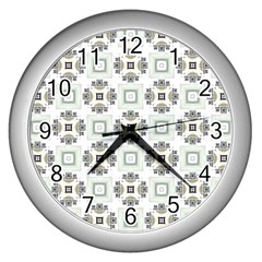 Background Pattern Retro Vintage Wall Clock (silver)