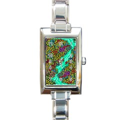 Background Leaves River Nature Rectangle Italian Charm Watch