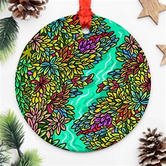 Background Leaves River Nature Ornament (round)