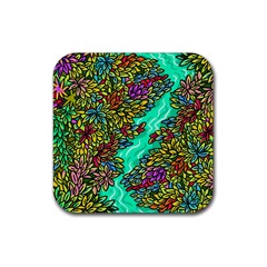 Background Leaves River Nature Rubber Coaster (square) by Maspions