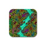 Background Leaves River Nature Rubber Square Coaster (4 pack) Front