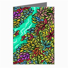 Background Leaves River Nature Greeting Card by Maspions