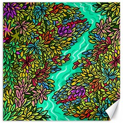 Background Leaves River Nature Canvas 12  X 12  by Maspions