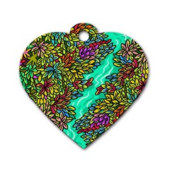 Background Leaves River Nature Dog Tag Heart (two Sides)