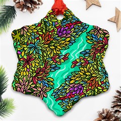 Background Leaves River Nature Ornament (snowflake)