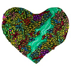 Background Leaves River Nature Large 19  Premium Heart Shape Cushions