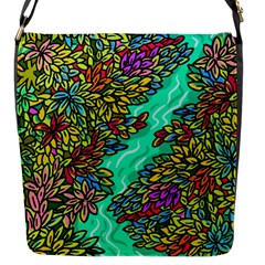 Background Leaves River Nature Flap Closure Messenger Bag (s) by Maspions