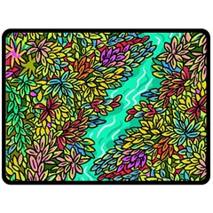 Background Leaves River Nature Two Sides Fleece Blanket (large)