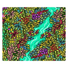 Background Leaves River Nature Two Sides Premium Plush Fleece Blanket (kids Size)