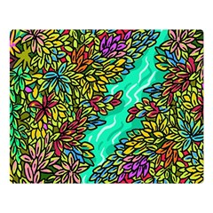 Background Leaves River Nature Premium Plush Fleece Blanket (large)