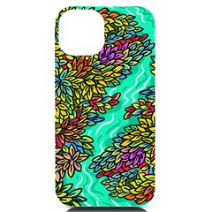 Background Leaves River Nature Iphone 14 Black Uv Print Case by Maspions