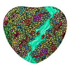 Background Leaves River Nature Heart Glass Fridge Magnet (4 Pack)