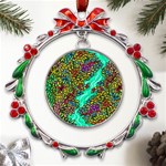 Background Leaves River Nature Metal X mas Wreath Ribbon Ornament Front