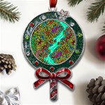 Background Leaves River Nature Metal X Mas Lollipop with Crystal Ornament Front