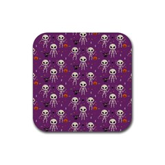 Skull Halloween Pattern Rubber Coaster (square) by Maspions