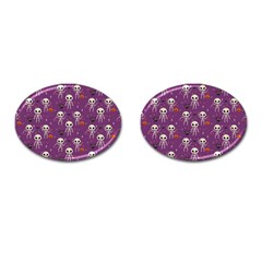 Skull Halloween Pattern Cufflinks (oval)