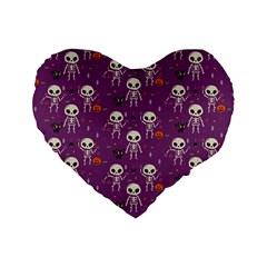 Skull Halloween Pattern Standard 16  Premium Heart Shape Cushions