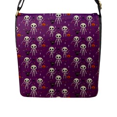 Skull Halloween Pattern Flap Closure Messenger Bag (l)