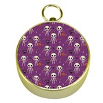 Skull Halloween Pattern Gold Compasses Front