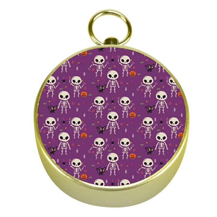 Skull Halloween Pattern Gold Compasses